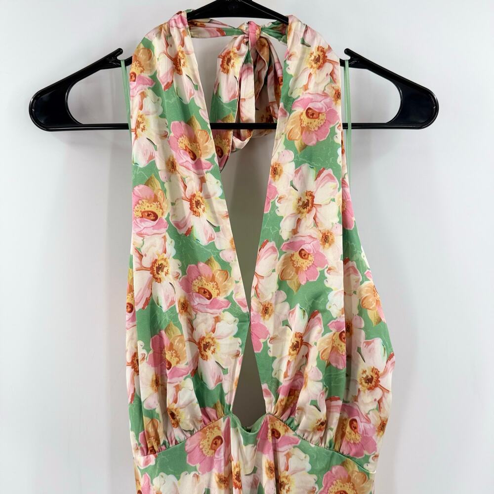 ASTR THE LABEL Giova Dress Size Small Maxi Wedding Cocktail Evening Floral Satin - Picture 6 of 14